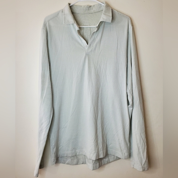 Mens Lululemon Stripped Longsleeve Polo Shirt Size Small - Picture 1 of 10